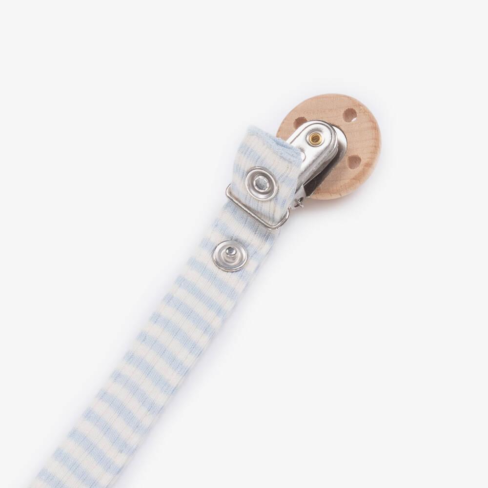 1 + in the family-Boys Soft Blue Stripe Soother Clip | Childrensalon Outlet