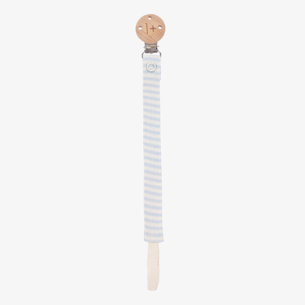 1 + in the family-Boys Soft Blue Stripe Soother Clip | Childrensalon Outlet