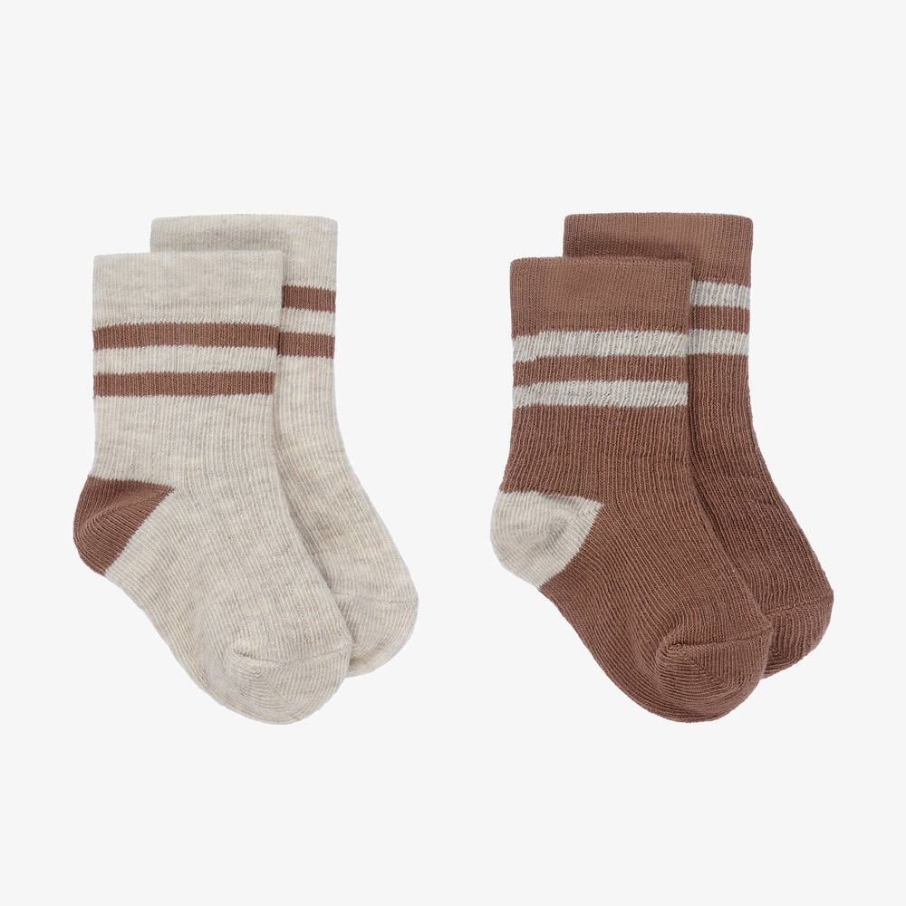 1 + in the family-Brown & Beige Cotton Socks | Childrensalon Outlet