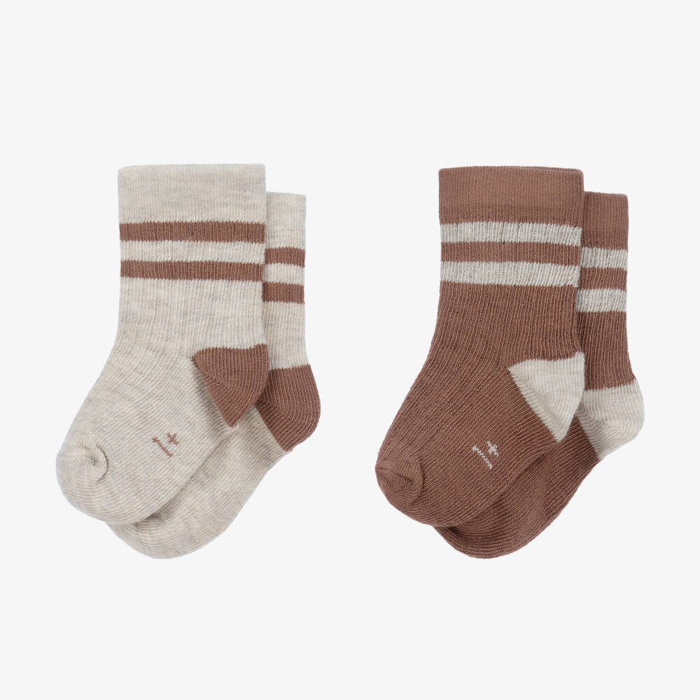1 + in the family-جوارب قطن محبوك لون بني وبيج | Childrensalon Outlet