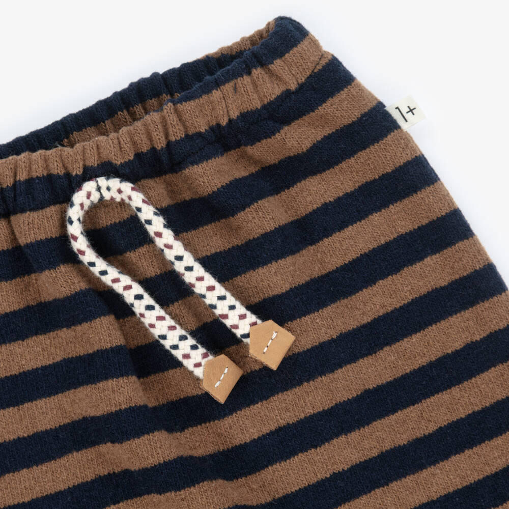 1 + in the family-Brown & Navy Blue Striped Knit Trousers | Childrensalon Outlet