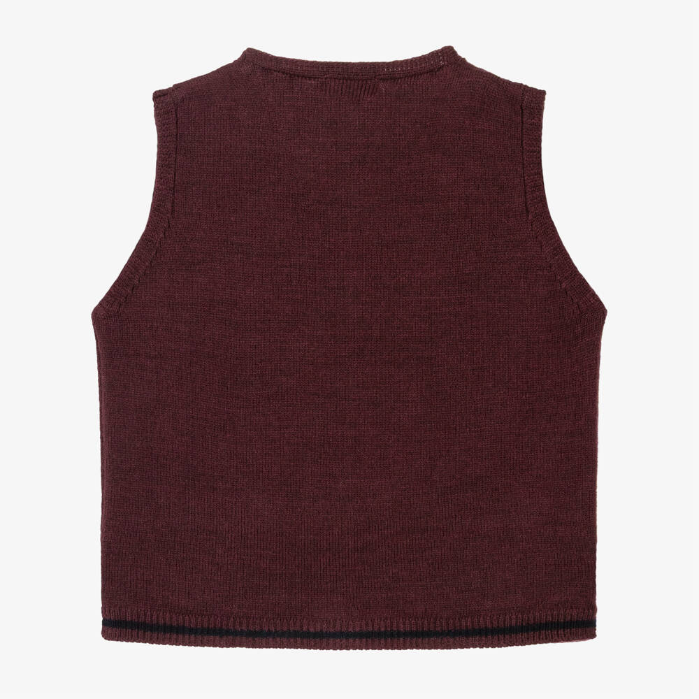 1 + in the family-Burgundy Merino Wool Knit Vest | Childrensalon Outlet