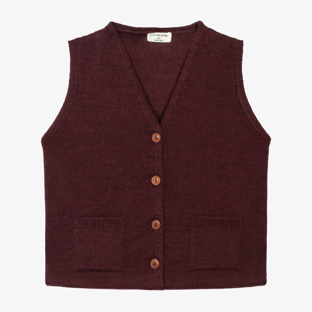 1 + in the family-Burgundy Merino Wool Knit Vest | Childrensalon Outlet