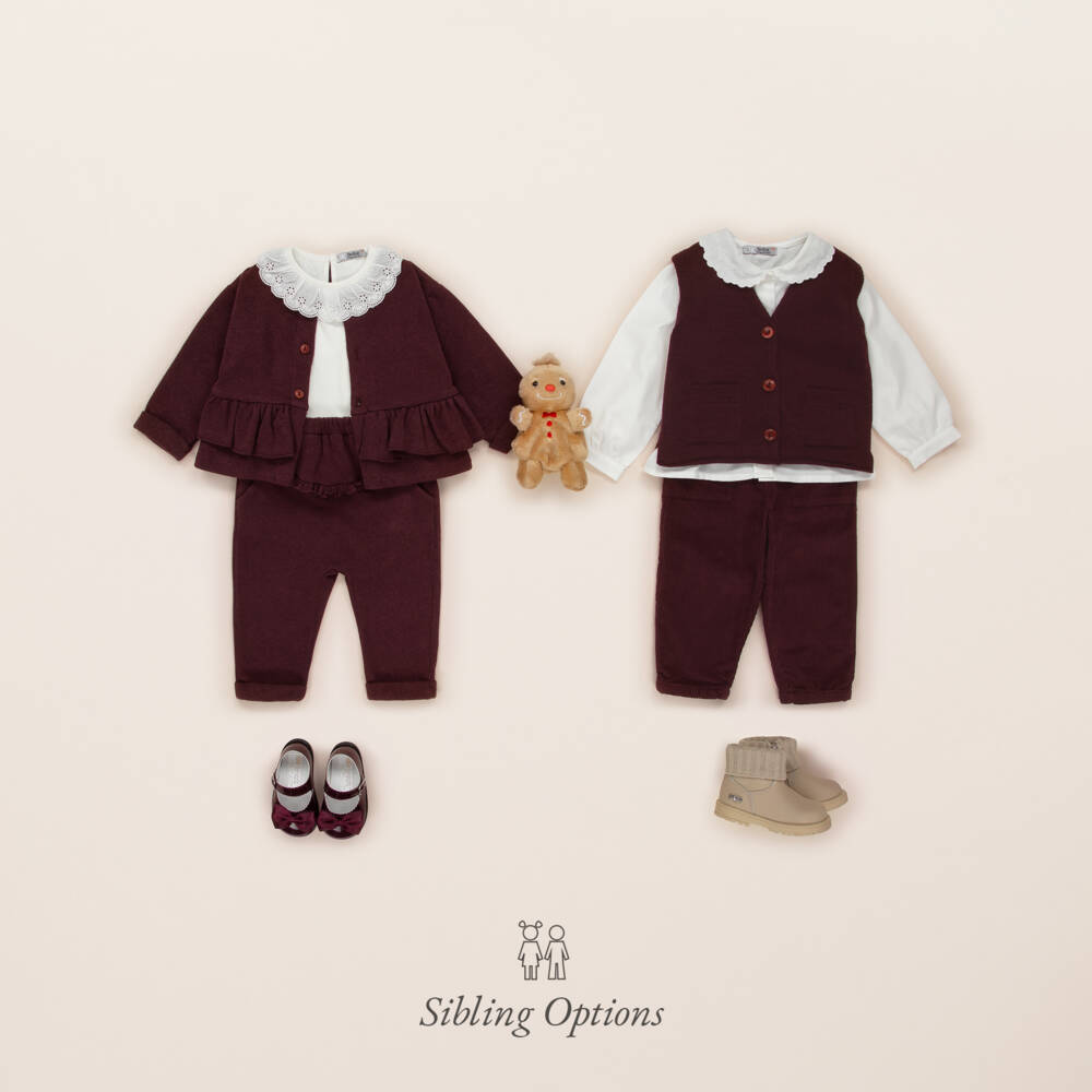 1 + in the family-Burgundy Red Merino Wool Knitted Waistcoat | Childrensalon Outlet