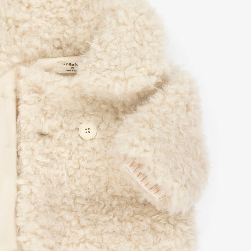 1 + in the family-Fluffy Ivory Sherpa Fleece Pram Coat | Childrensalon Outlet