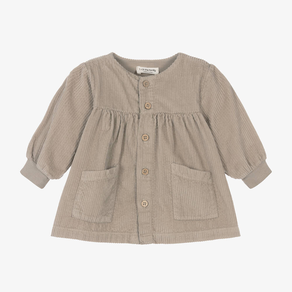 1 + in the family - Girls Beige Cotton Corduroy Dress | Childrensalon