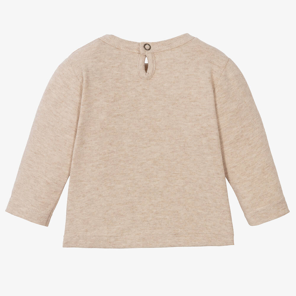 1 + in the family-Бежевый топ из хлопкового джерси | Childrensalon Outlet