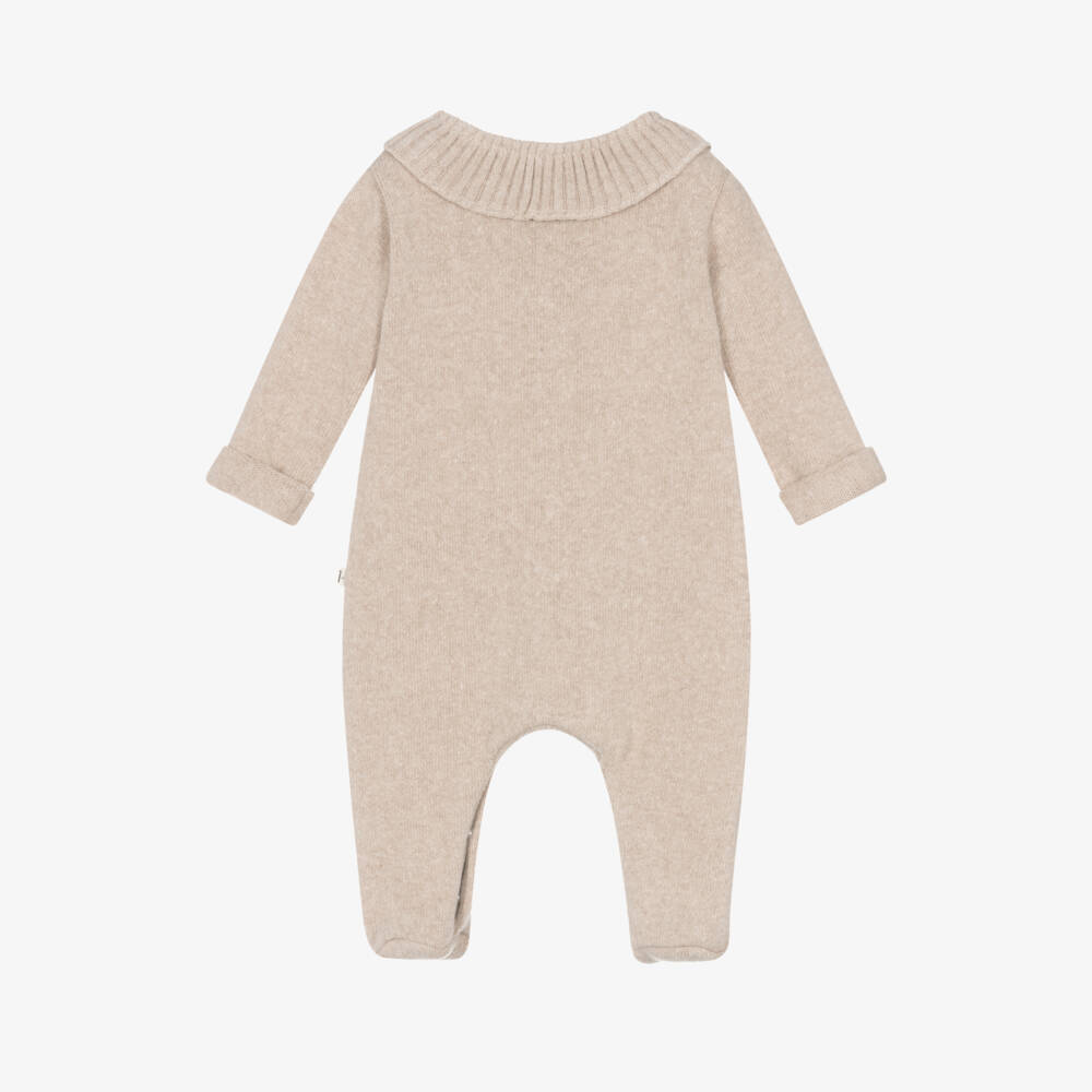 1 + in the family-Girls Beige Knitted Babygrow | Childrensalon Outlet