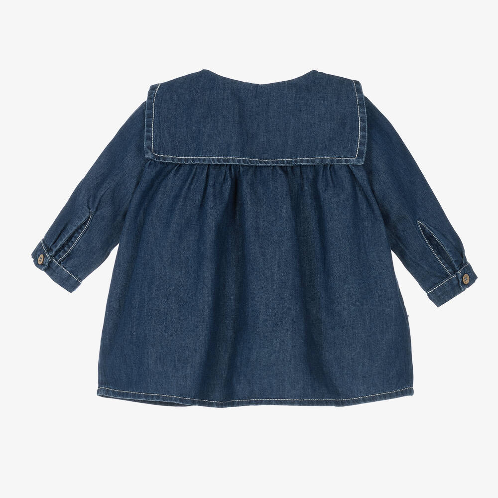 1 + in the family-فستان أطفال بناتي قطن شامبري لون أزرق | Childrensalon Outlet