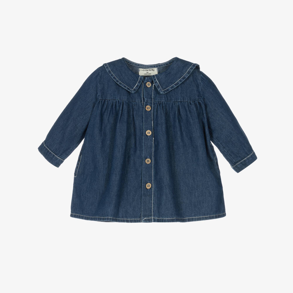 1 + in the family-Голубое платье из шамбре | Childrensalon Outlet