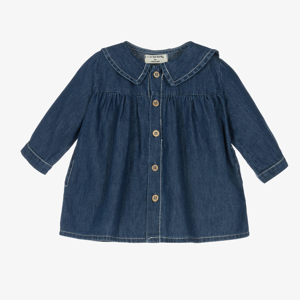 1 + in the family - Girls Blue Chambray Dress | Childrensalon