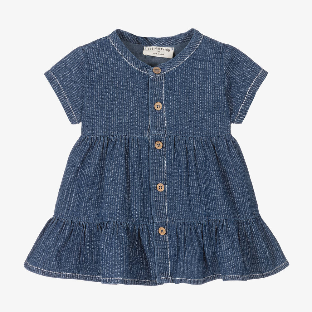 1 + in the family - Girls Blue Chambray Dress | Childrensalon