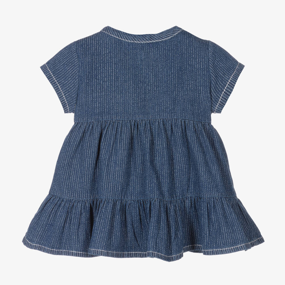  1+ ان ذا فاميلي-فستان أطفال بناتي قطن شامبري لون أزرق | Childrensalon Outlet