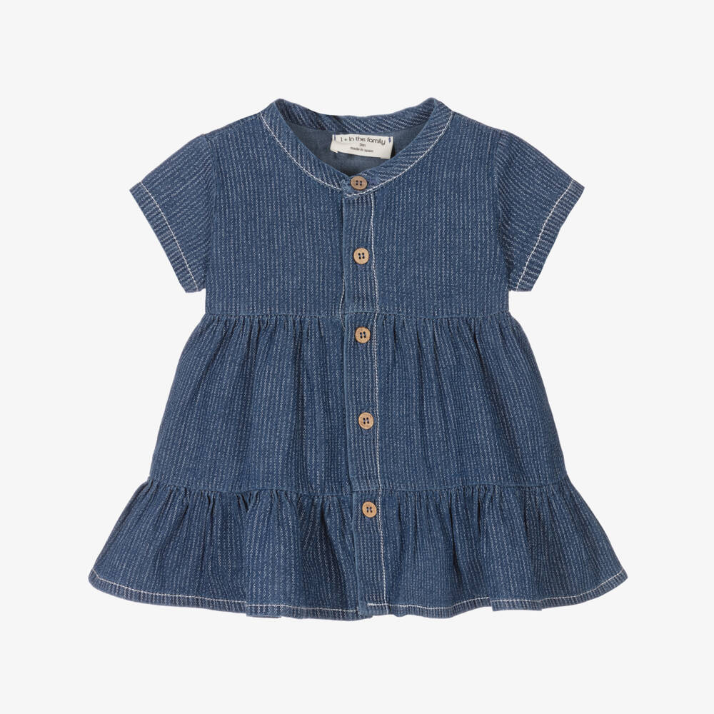 1 + in the family-Голубое платье из шамбре | Childrensalon Outlet