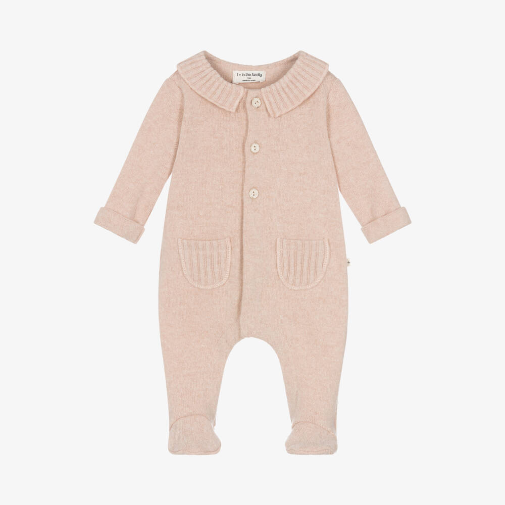 1 + in the family-Girls Blush Knit Cotton Babygrow | Childrensalon Outlet