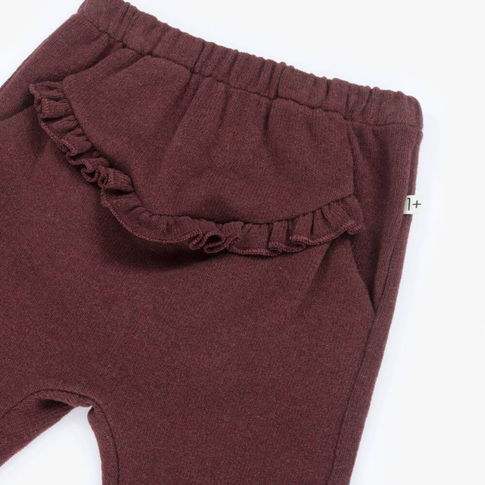 1 + in the family-Бордовые вязаные брюки с оборками для девочек | Childrensalon Outlet