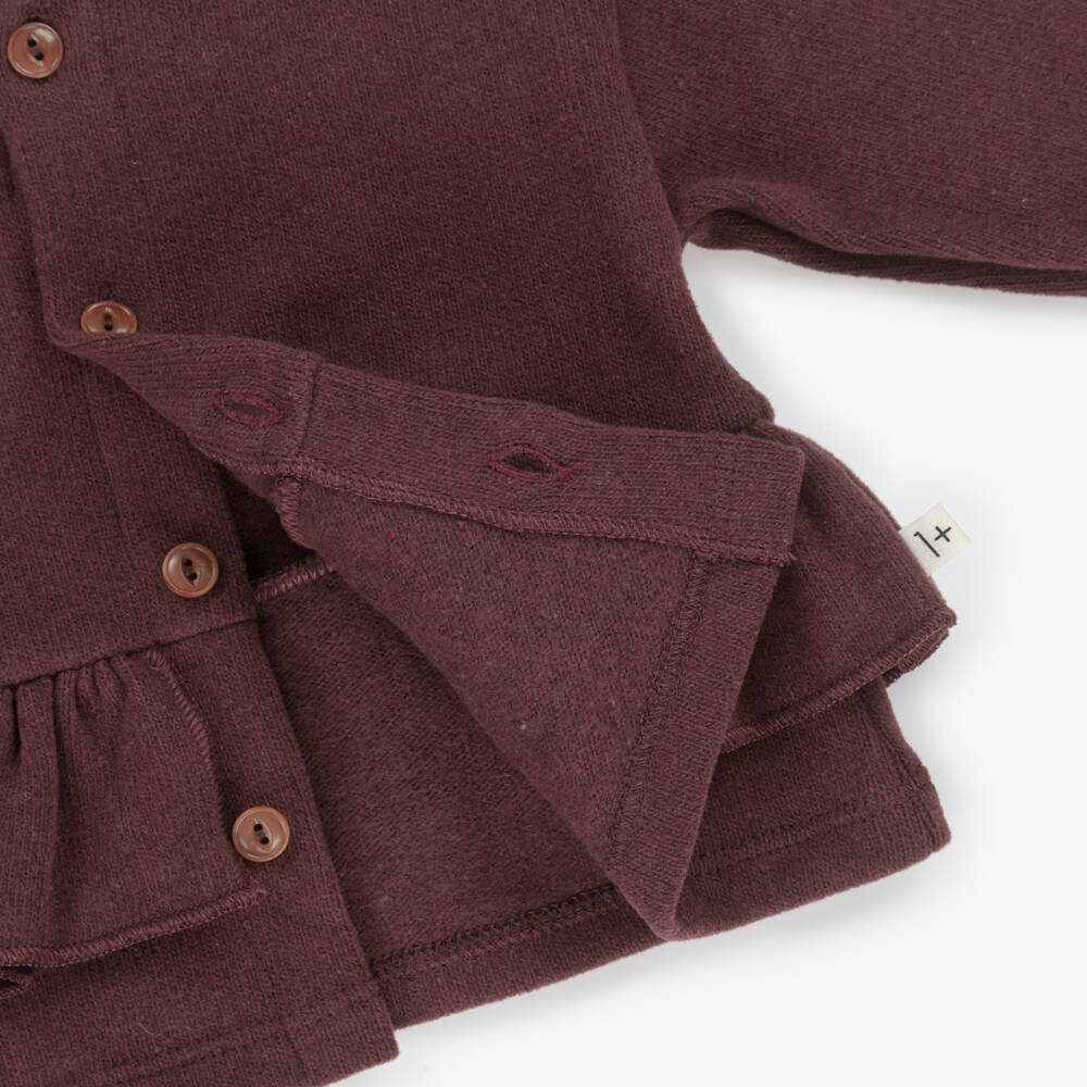 1 + in the family-Girls Burgundy Red Knitted Ruffle Cardigan | Childrensalon Outlet