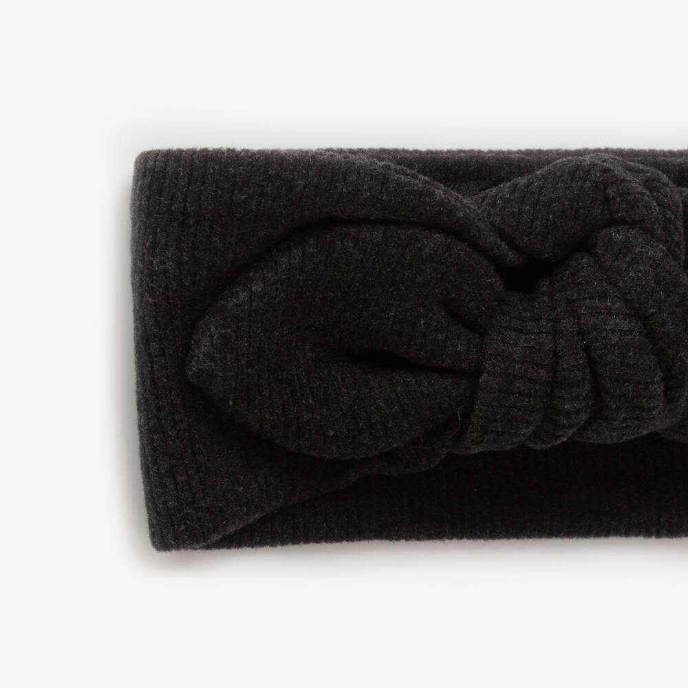 1 + in the family-Girls Charcoal Knit Bow Headband | Childrensalon Outlet