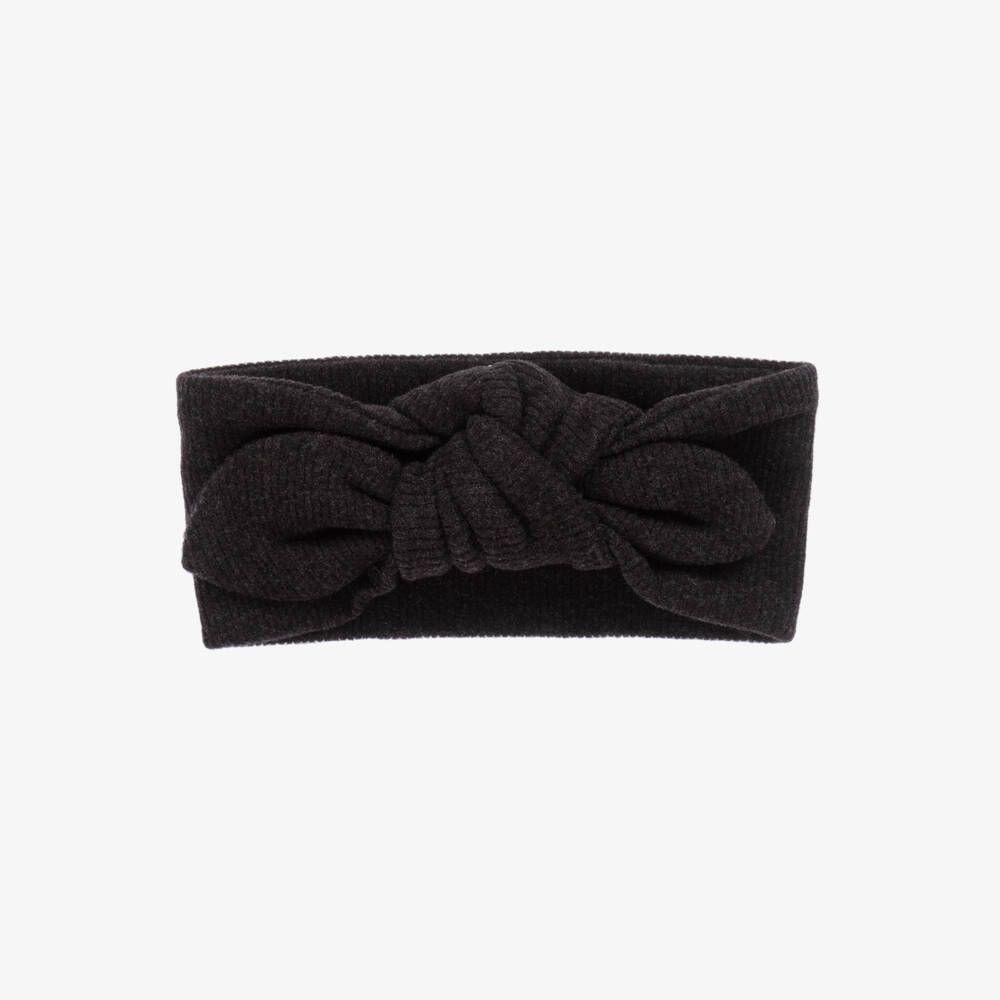 1 + in the family-Girls Charcoal Knit Bow Headband | Childrensalon Outlet