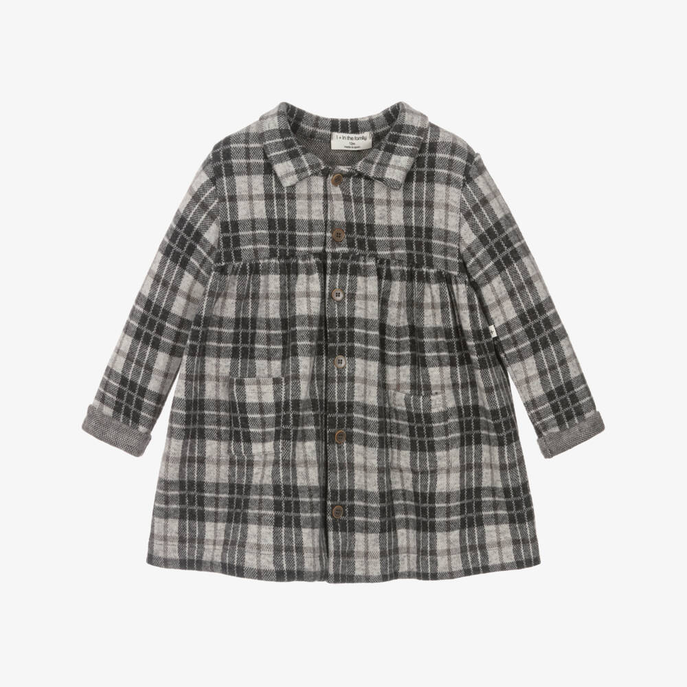 1 + in the family-Girls Charcoal Plaid Cotton Dress | Childrensalon Outlet