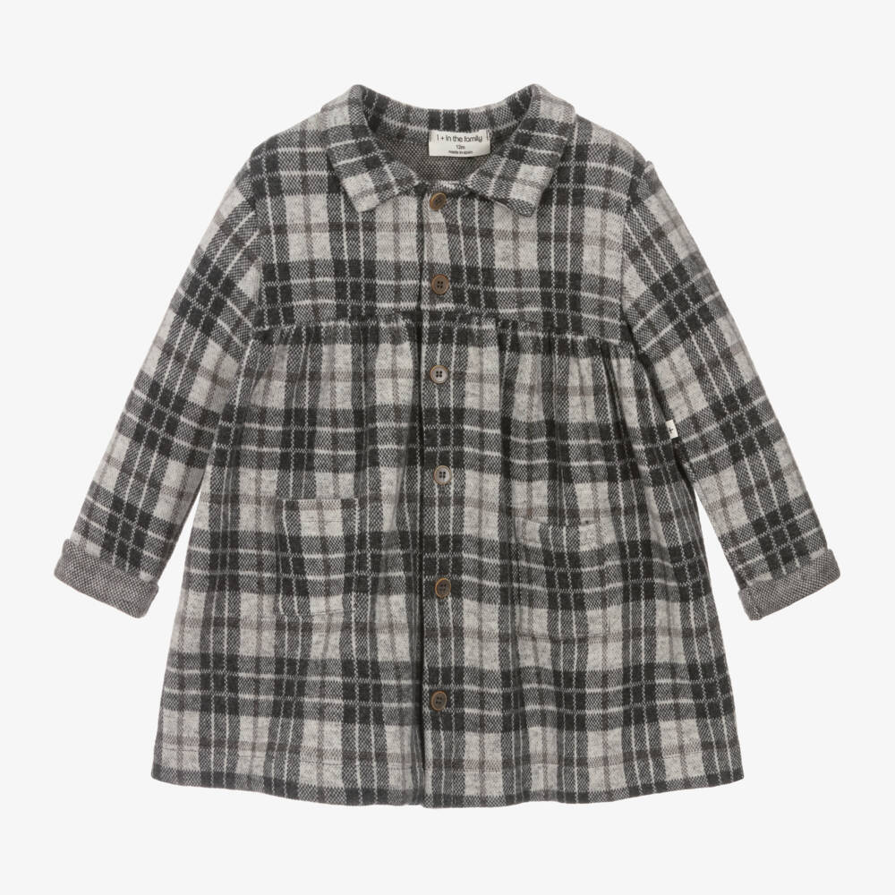 1 + in the family-Girls Charcoal Plaid Cotton Dress | Childrensalon Outlet