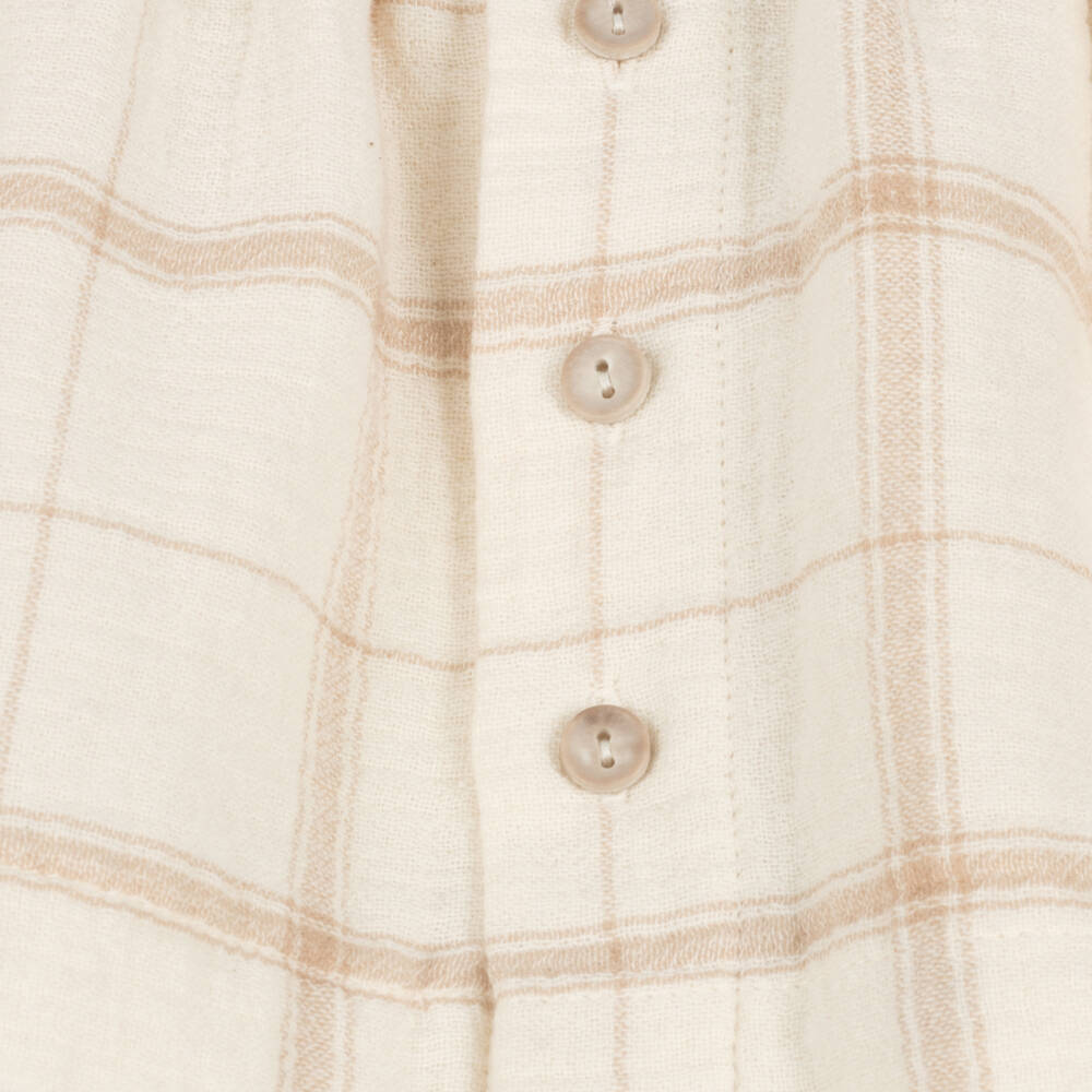 1 + in the family-Girls Cream & Tan Plaid Cotton Frock | Childrensalon Outlet