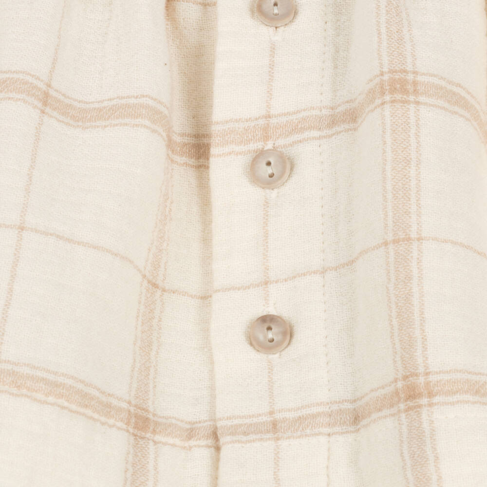 1 + in the family-Платье из кремового и бежевого хлопка в клетку для девочек | Childrensalon Outlet