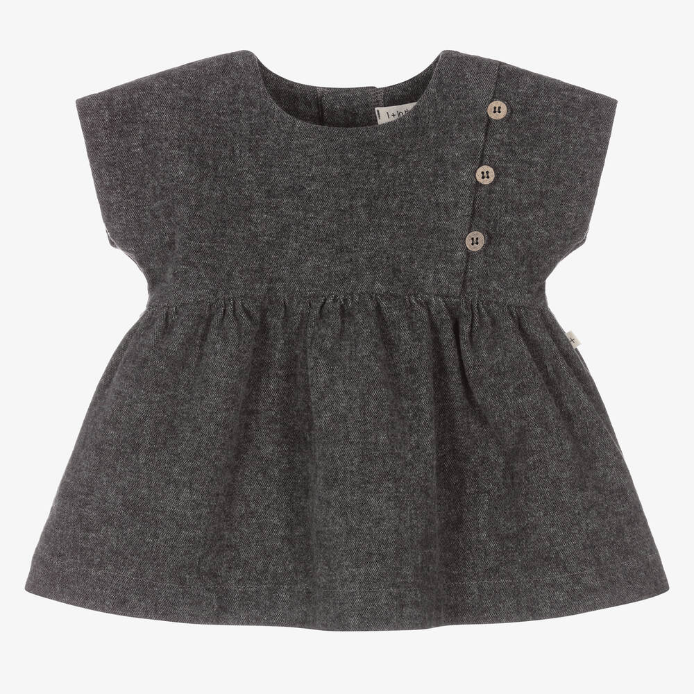 1 + in the family - Girls Grey Cotton Dress | Childrensalon