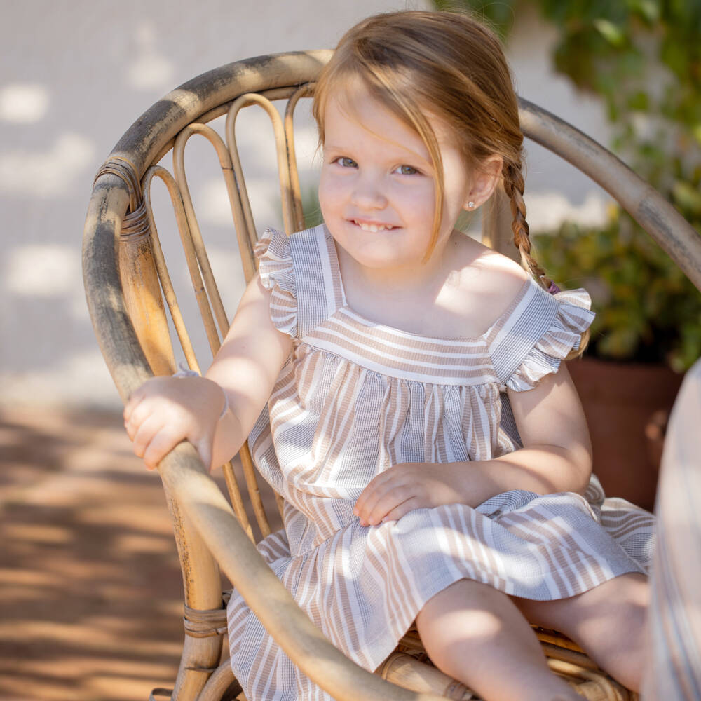 1 + in the family-فستان مخطط عاجي وبيج للبنات | Childrensalon Outlet