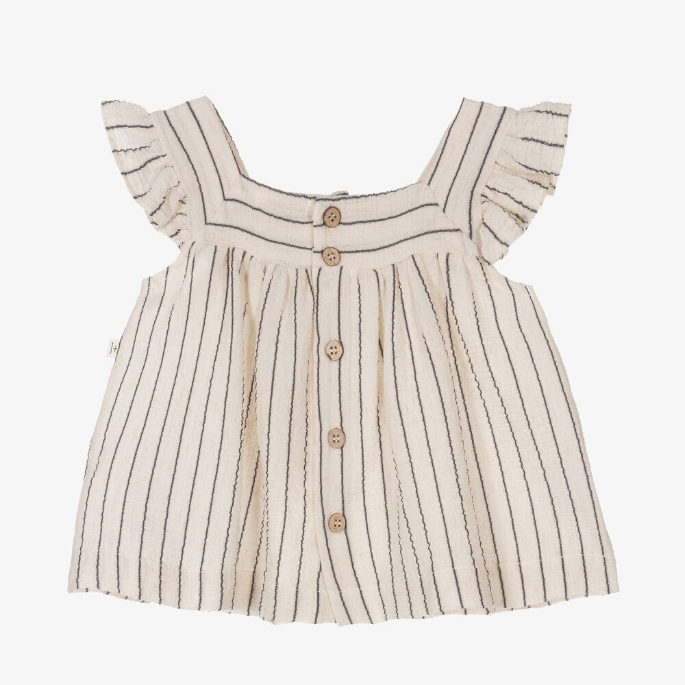 1 + in the family-Кремовое платье в голубую полоску | Childrensalon Outlet