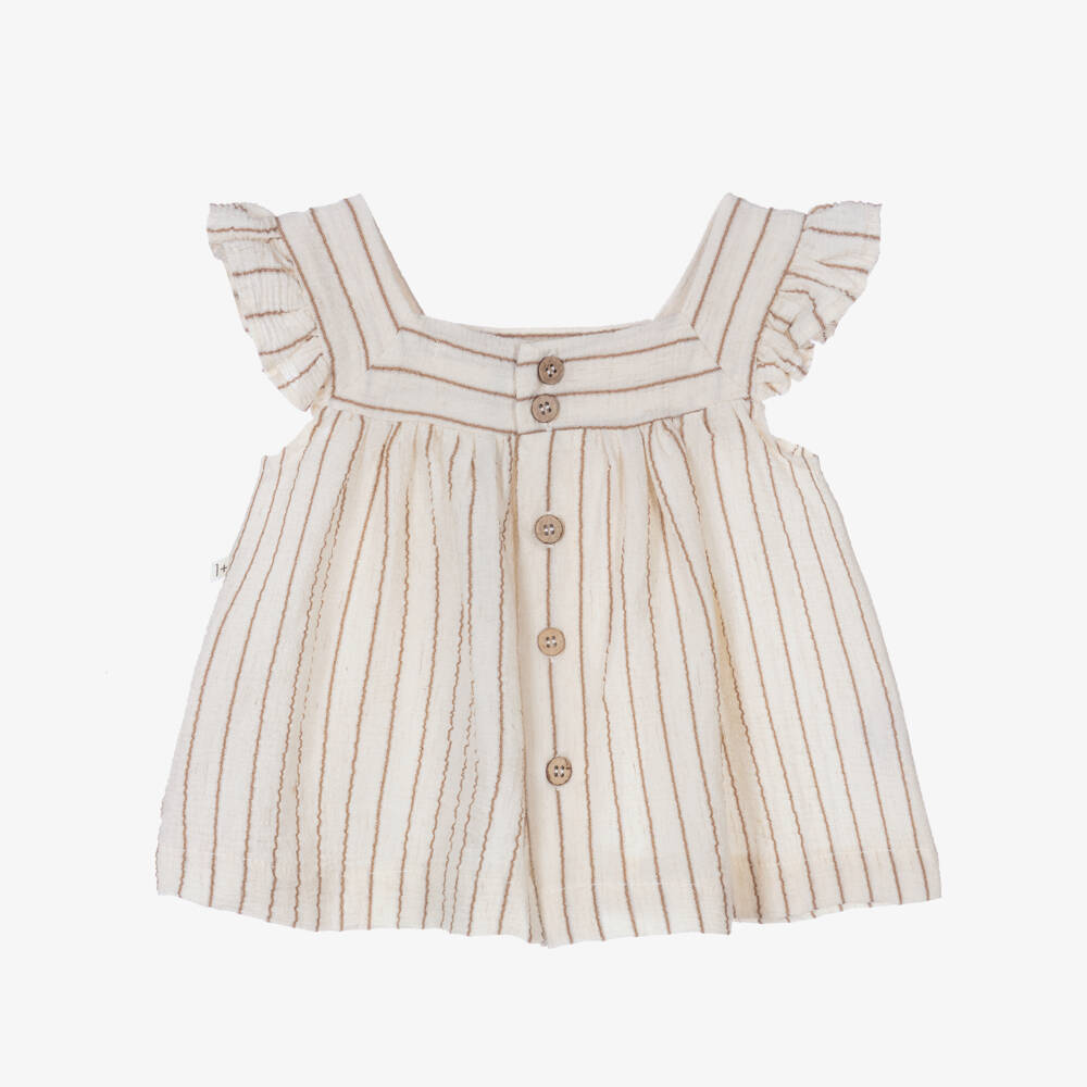 1 + in the family-Кремовое платье в коричневую полоску | Childrensalon Outlet