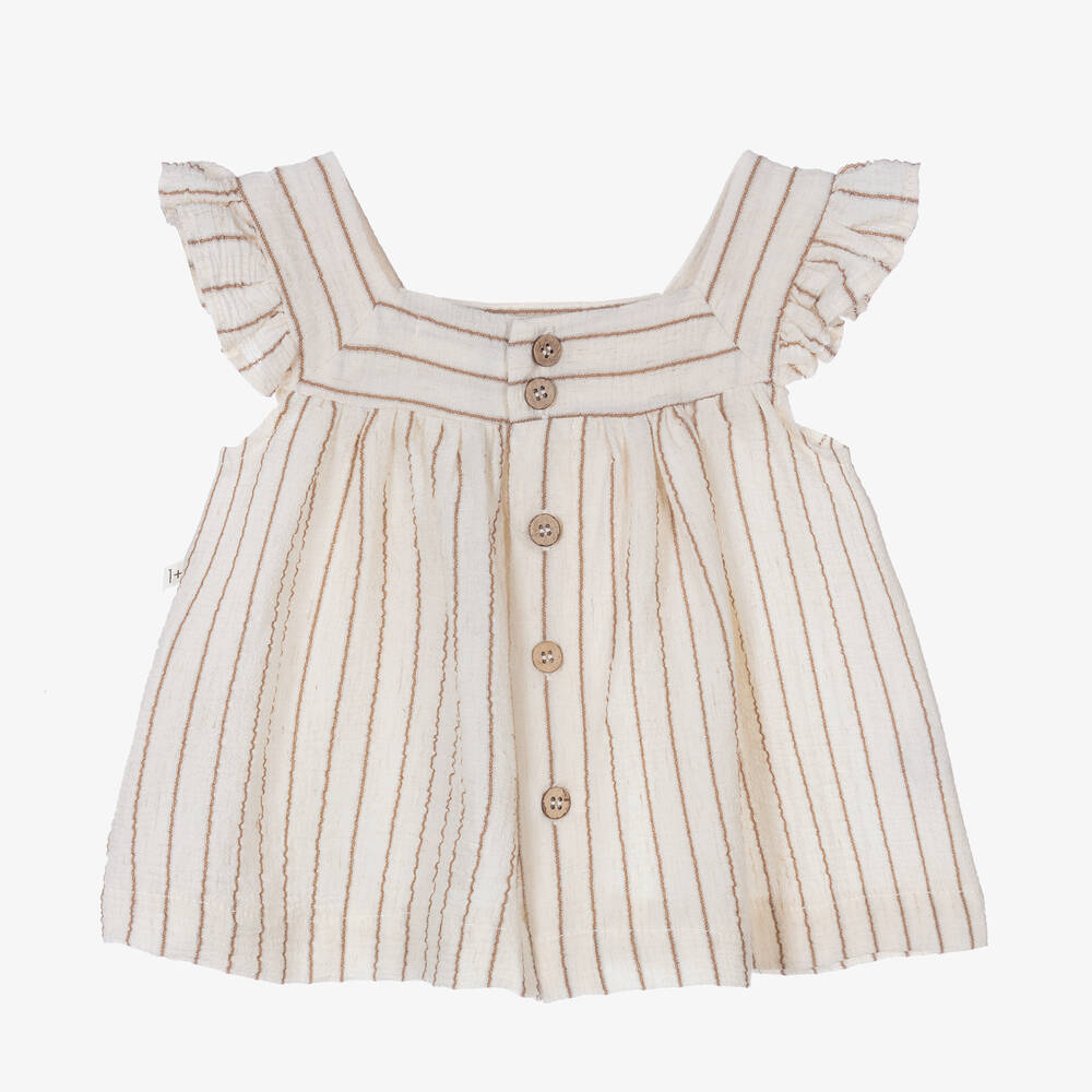 1 + in the family-Кремовое платье в коричневую полоску | Childrensalon Outlet