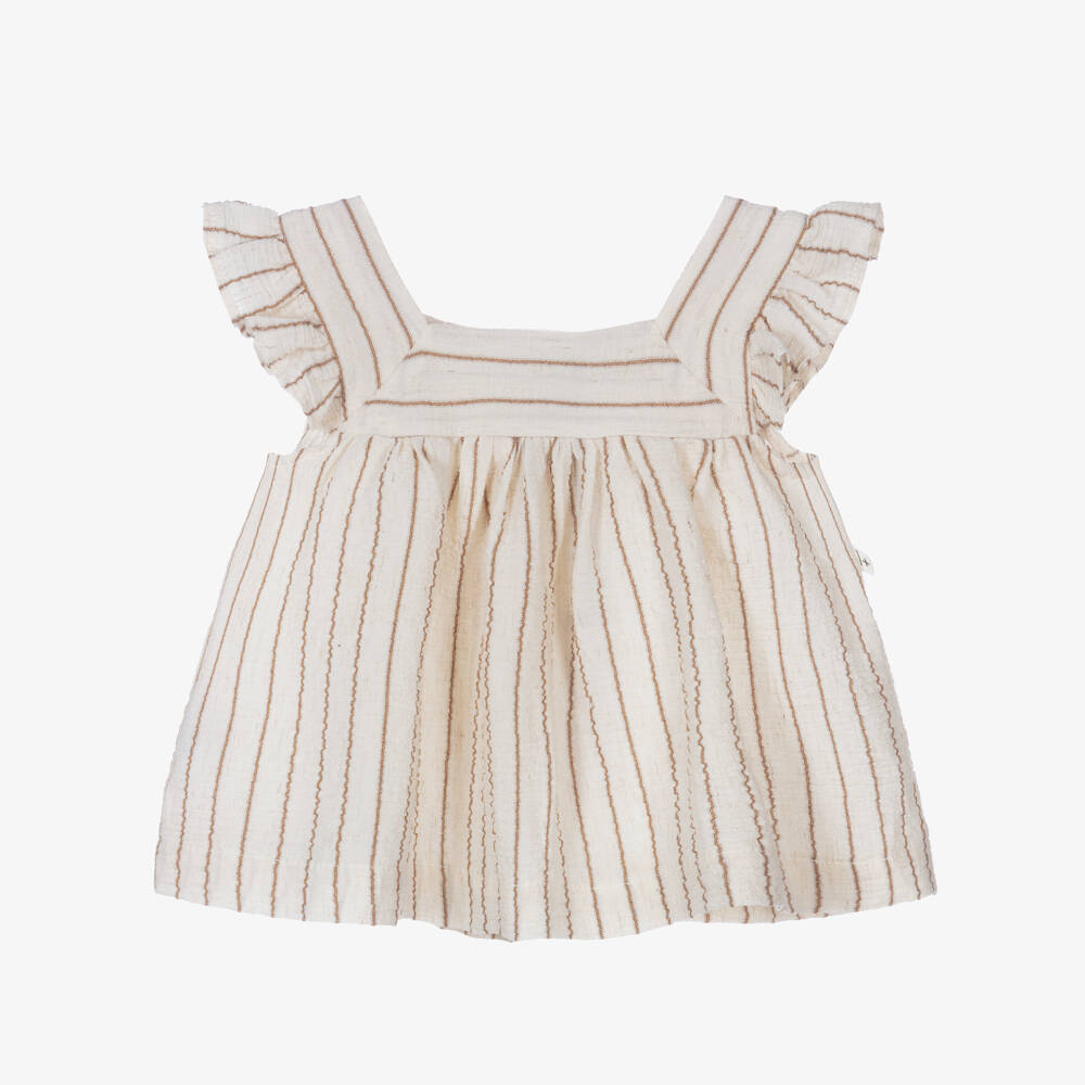 1 + in the family-Кремовое платье в коричневую полоску | Childrensalon Outlet