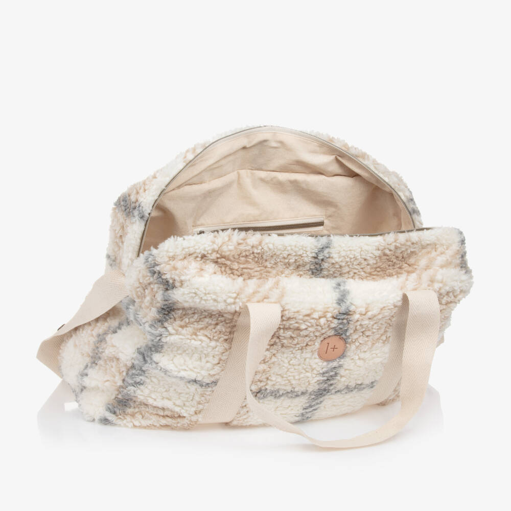 1 + in the family-Girls Ivory Check Fleece Baby Bag | Childrensalon Outlet