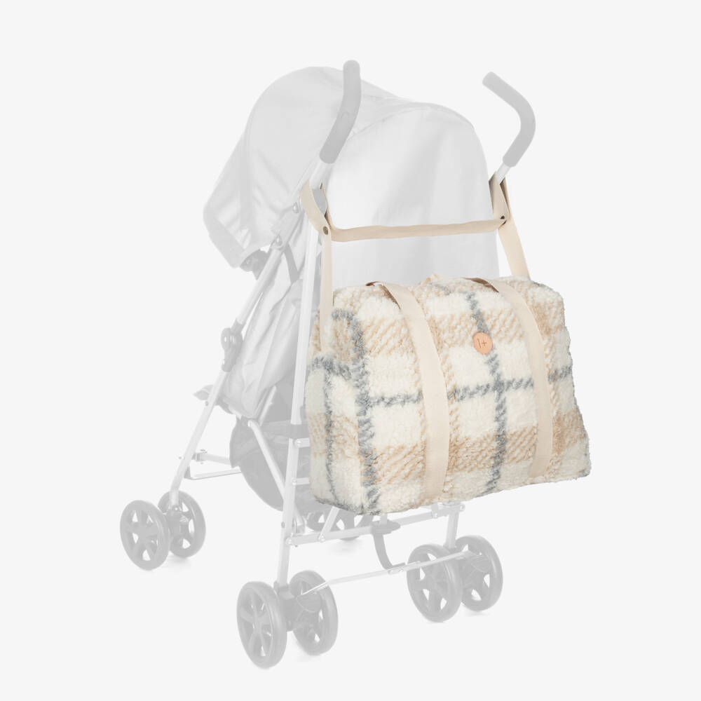 1 + in the family-Girls Ivory Check Fleece Baby Bag | Childrensalon Outlet