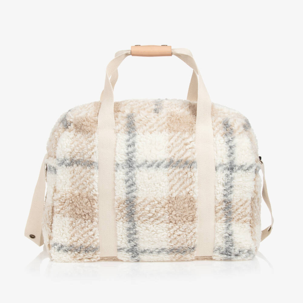 1 + in the family-Girls Ivory Check Fleece Baby Bag | Childrensalon Outlet