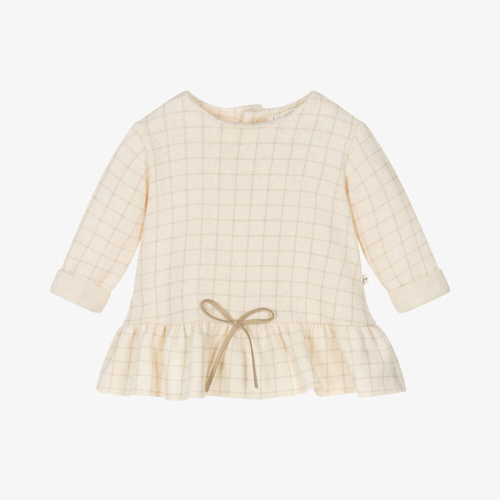 1 + in the family-Girls Ivory Checked Knit Dress | Childrensalon Outlet