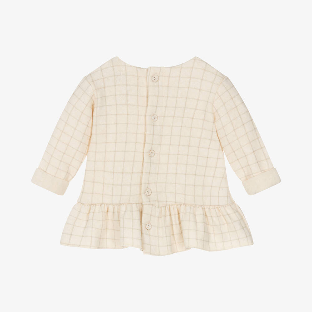 1 + in the family-Girls Ivory Checked Knit Dress | Childrensalon Outlet