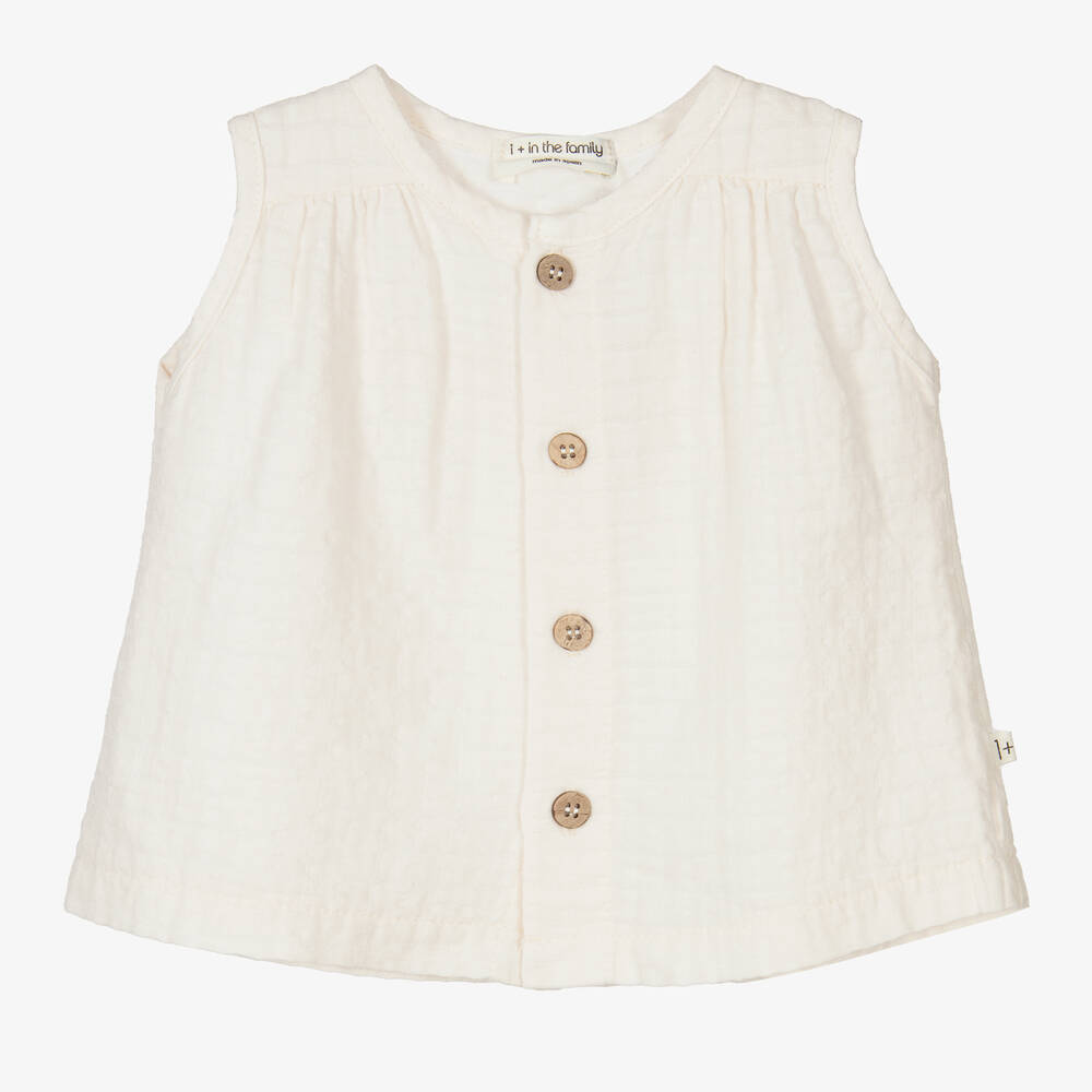 1 + in the family-Girls Ivory Cotton Blouse | Childrensalon Outlet