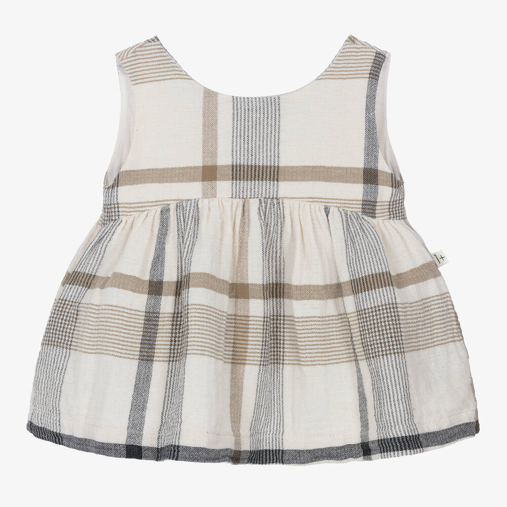 1 + in the family-Girls Ivory Cotton Check Dress | Childrensalon Outlet
