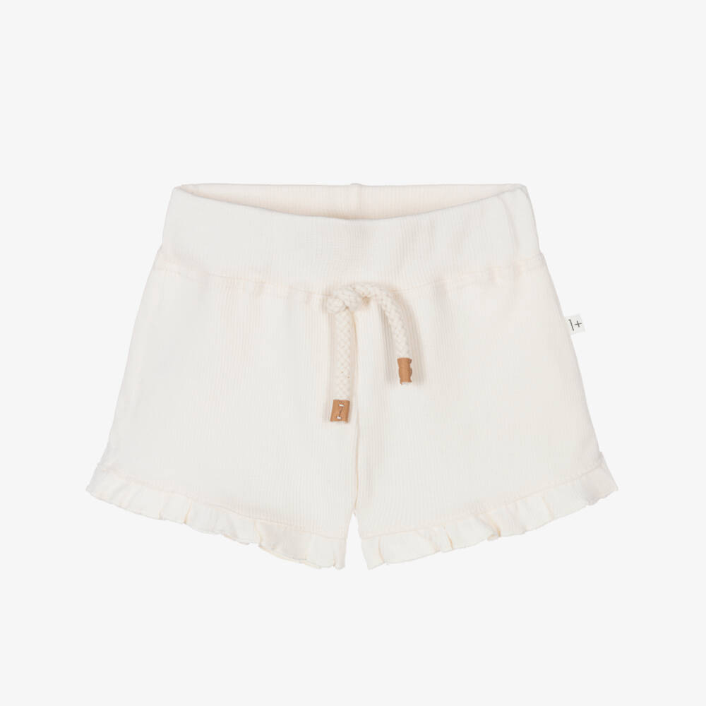 1 + in the family-Girls Ivory Cotton Shorts | Childrensalon Outlet