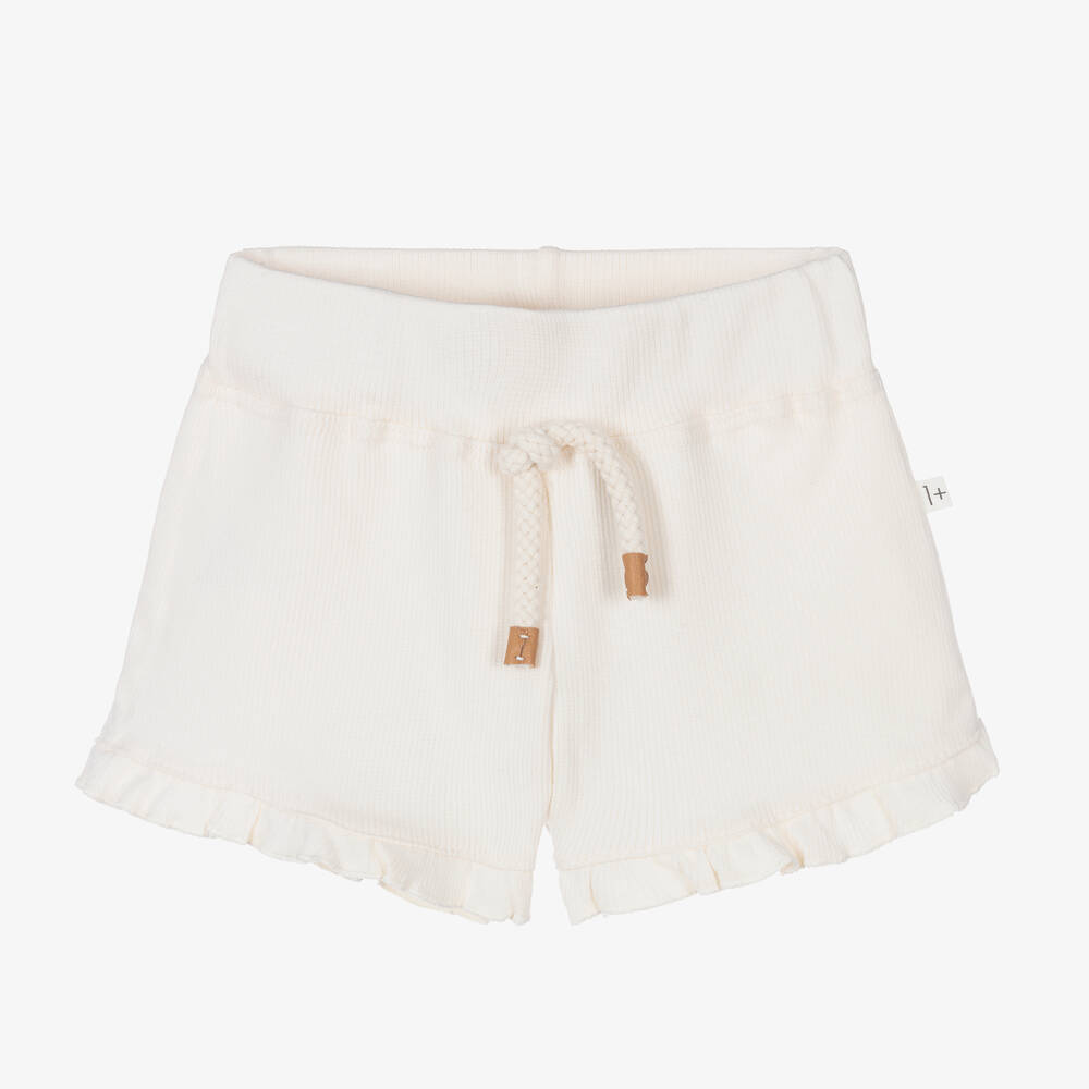1 + in the family - Girls Ivory Cotton Shorts | Childrensalon