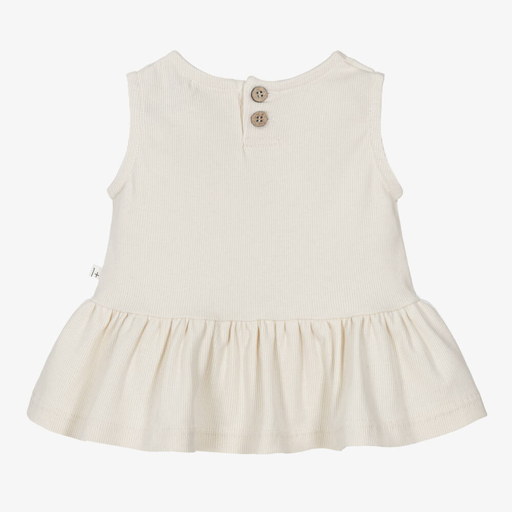 1 + in the family-Girls Ivory Ribbed Cotton Sleeveless Top | Childrensalon Outlet