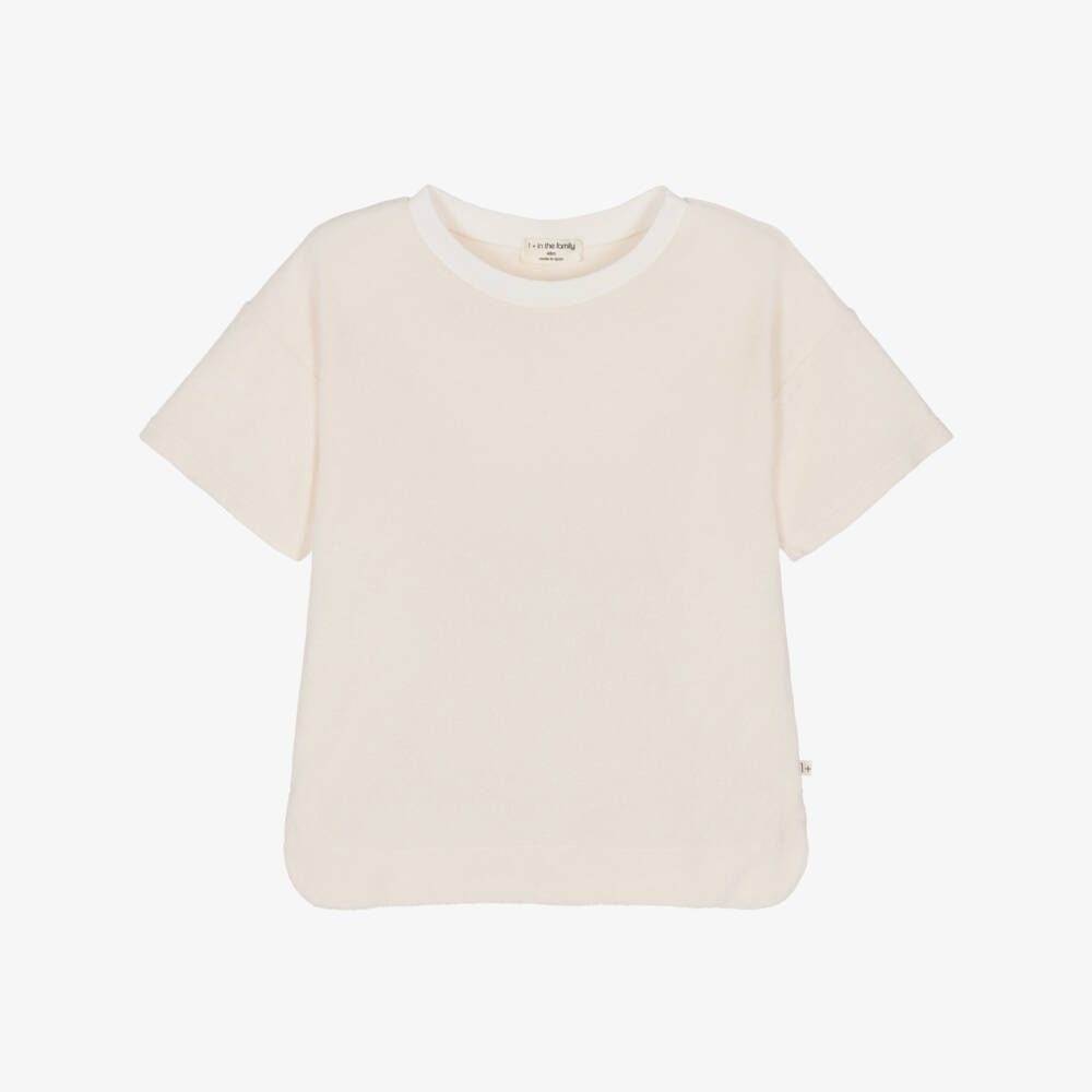 1 + in the family-Girls Ivory Towelling Knit Top | Childrensalon Outlet