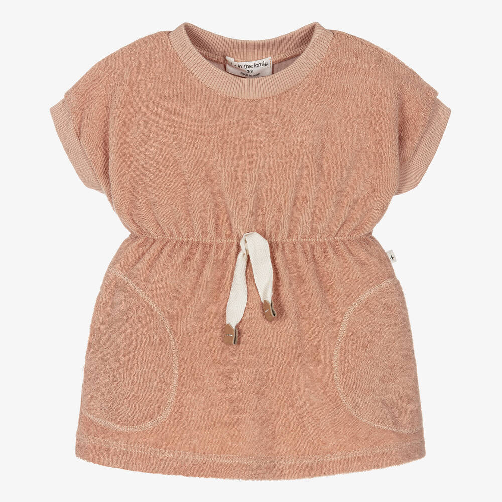 1 + in the family-Girls Pink Cotton Towelling Dress | Childrensalon Outlet