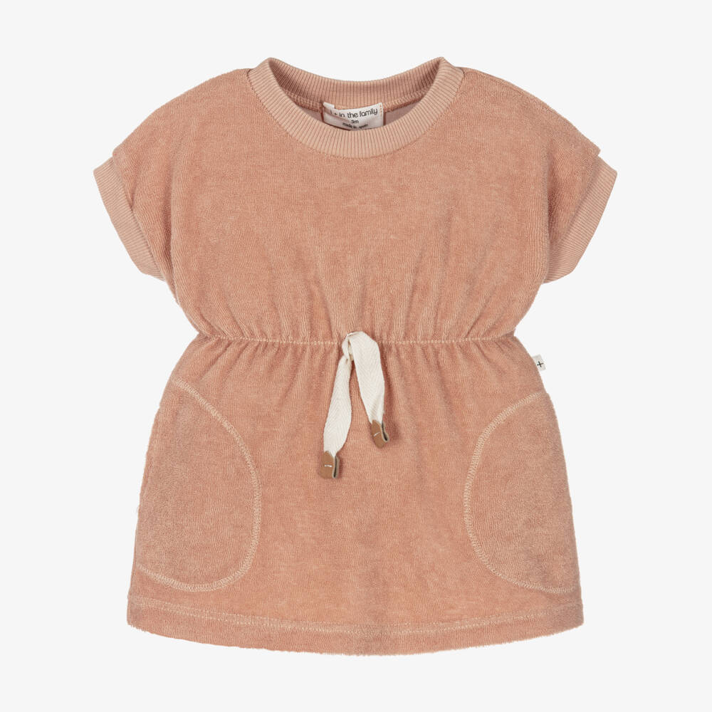 1 + in the family-Girls Pink Cotton Towelling Dress | Childrensalon Outlet