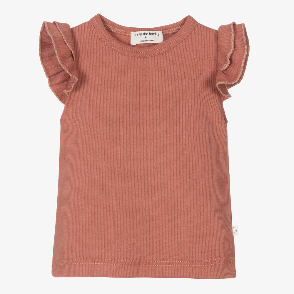 1 + in the family-Girls Pink Cotton Vest Top | Childrensalon Outlet