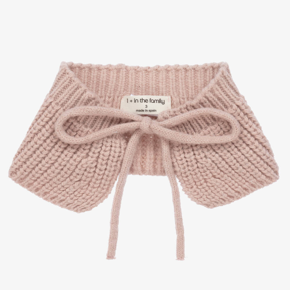 1 + in the family - Girls Pink Knitted Collar | Childrensalon
