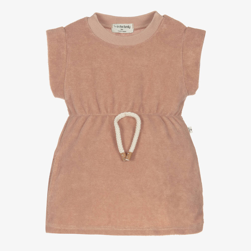1 + in the family - Girls Pink Terry Towelling Dress | Childrensalon