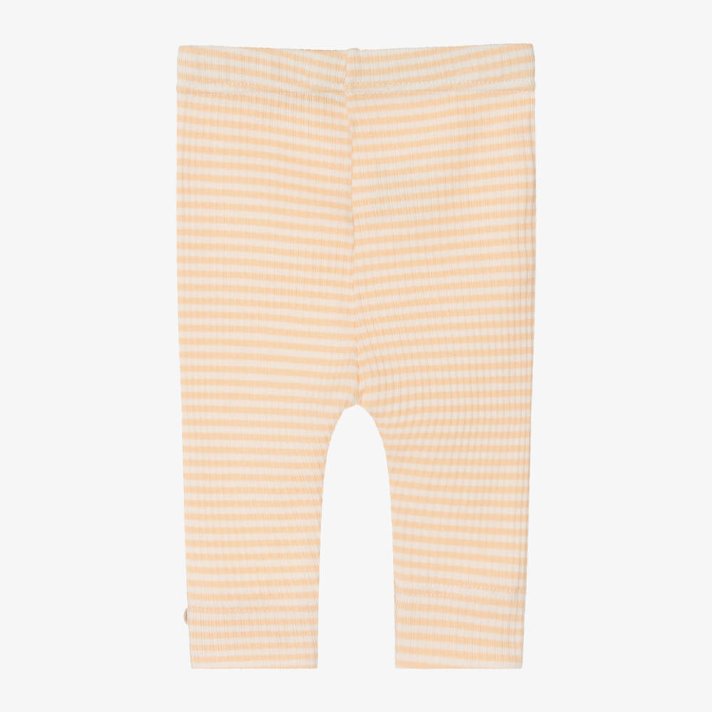 1 + in the family-Girls Soft Cotton Yellow Striped Leggings | Childrensalon Outlet